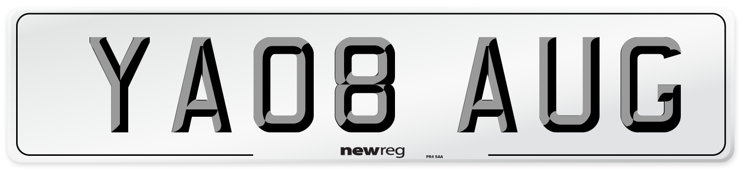 YA08 AUG Number Plate from New Reg